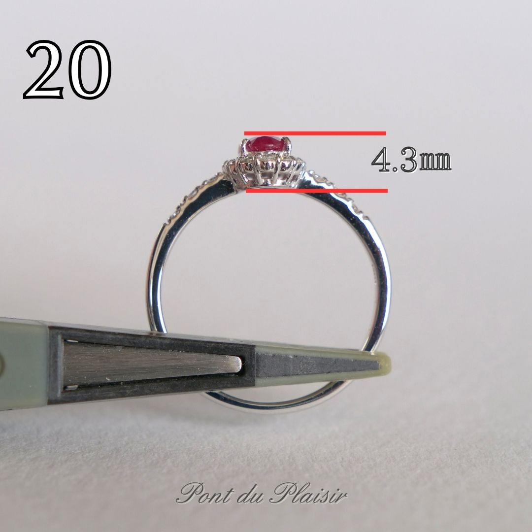 ⑳Pt950製非加熱ピジョンブラッドルビ－指輪#13