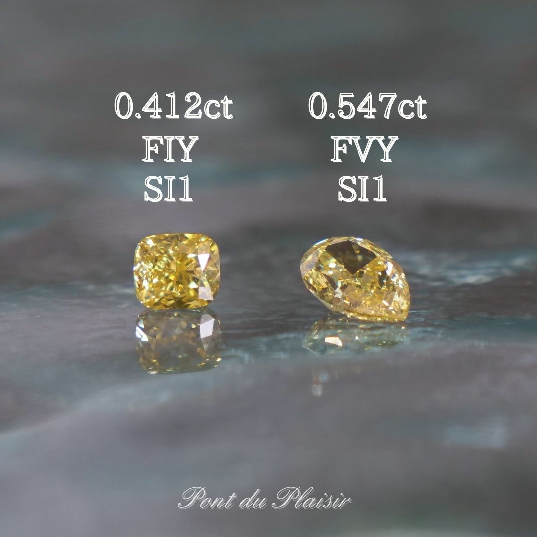 イエローダイアモンド/0.547ct/FVY/SI1/ペアシェイプ
