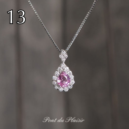 ⑬Pt製パパラチャサファイアペンダント