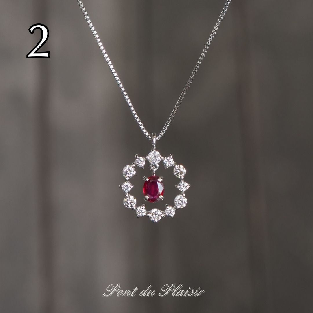 ②Pt製非加熱ピジョンブラッドルビ－ペンダント