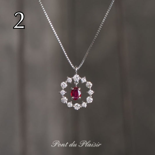 ②Pt製非加熱ピジョンブラッドルビ－ペンダント