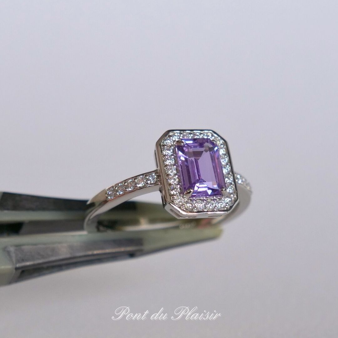 Pt950製ファンシーカラーサファイア指輪#14