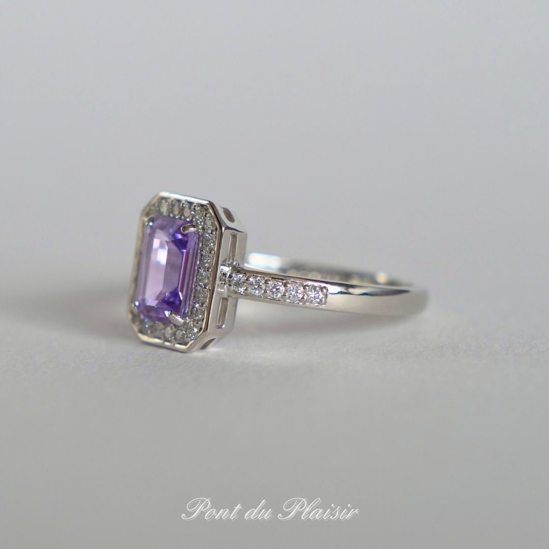 Pt950製ファンシーカラーサファイア指輪#14