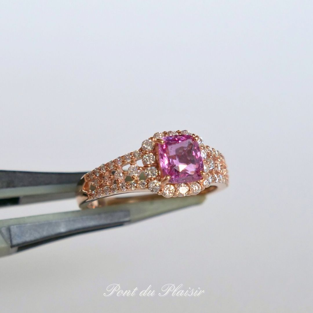 K18PG製パパラチャサファイア指輪#13