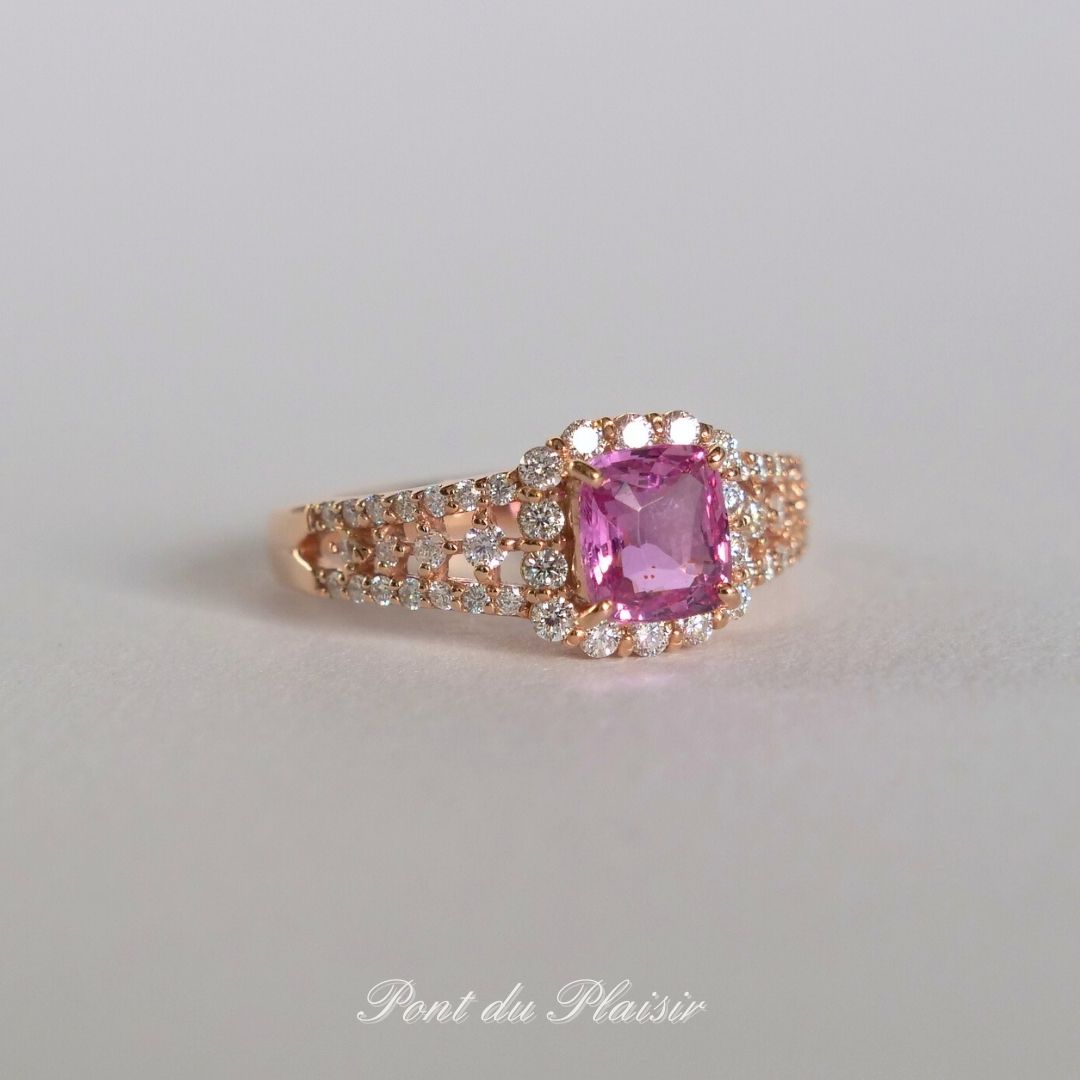 K18PG製パパラチャサファイア指輪#13