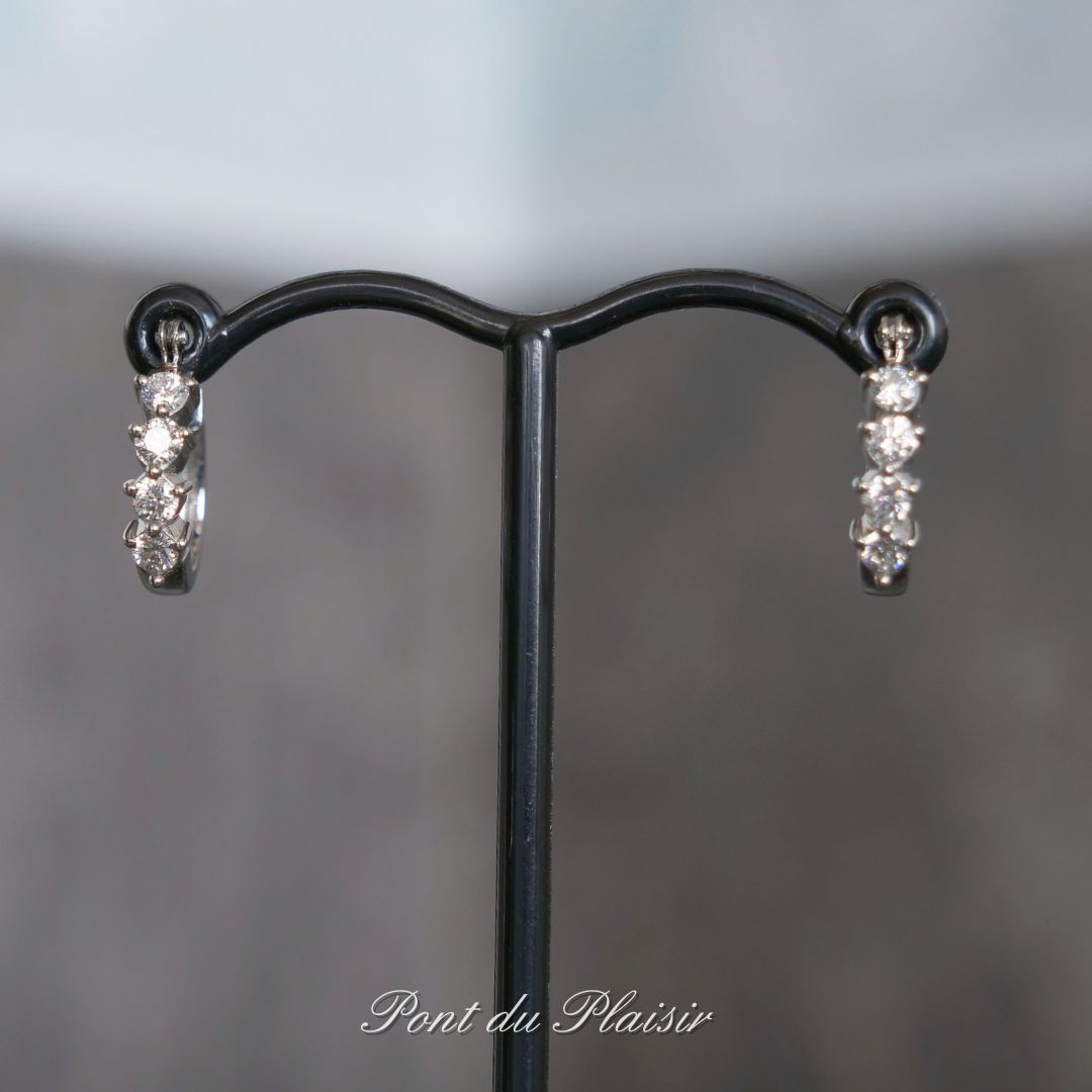 Pt900製ルルダイアモンドフープピアス