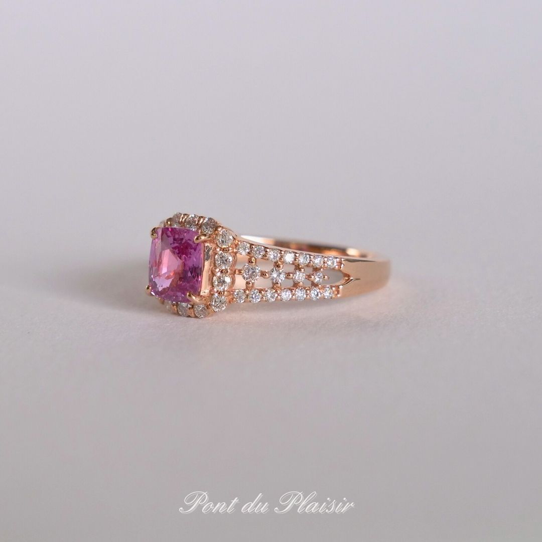 K18PG製パパラチャサファイア指輪#13