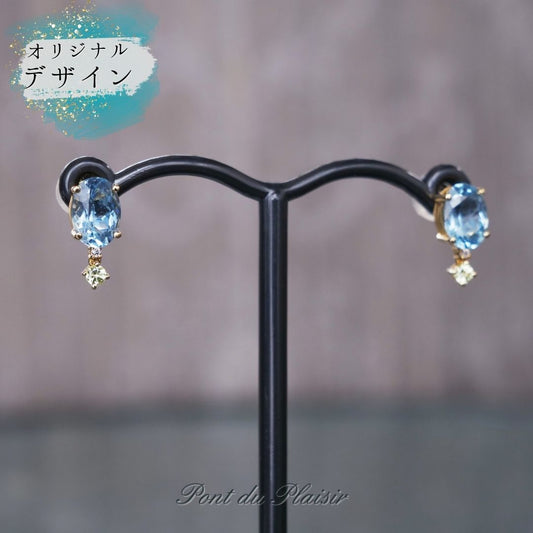 K18YG製スプリングキャンディアクアマリンピアス
